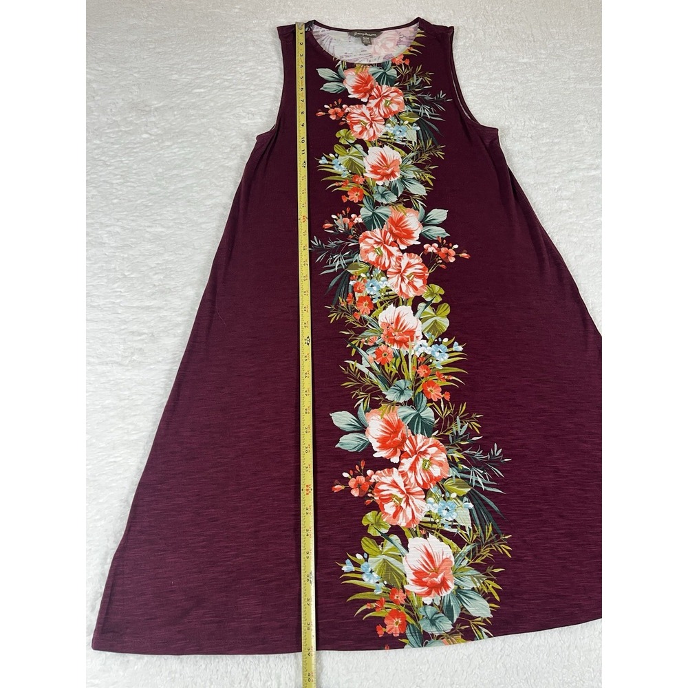 Tommy Bahama Dark Red Floral Print‎ Midi Dress Sz Medium Colorful Tropical - Picture 12 of 12